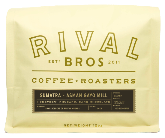 12oz bag of Rival Bros Sumatra - Asman Gayo Mill coffee