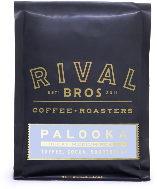 Rival Bros Palooka decaf medium roast, 12oz bag