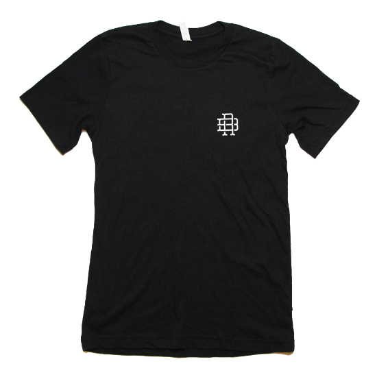 front view of black Rival Bros t-shirt