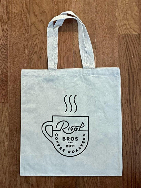 Rival Bros tote bag on counter